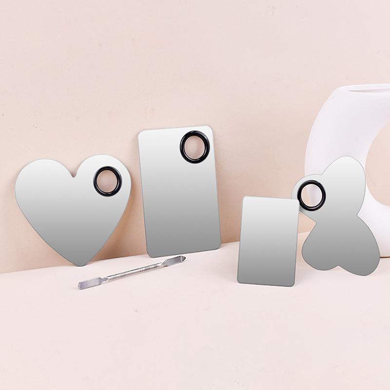 Stainless Steel Color Palette Cosmetic Coloring Tray Makeup Stick Ring Blending Palette Base Set