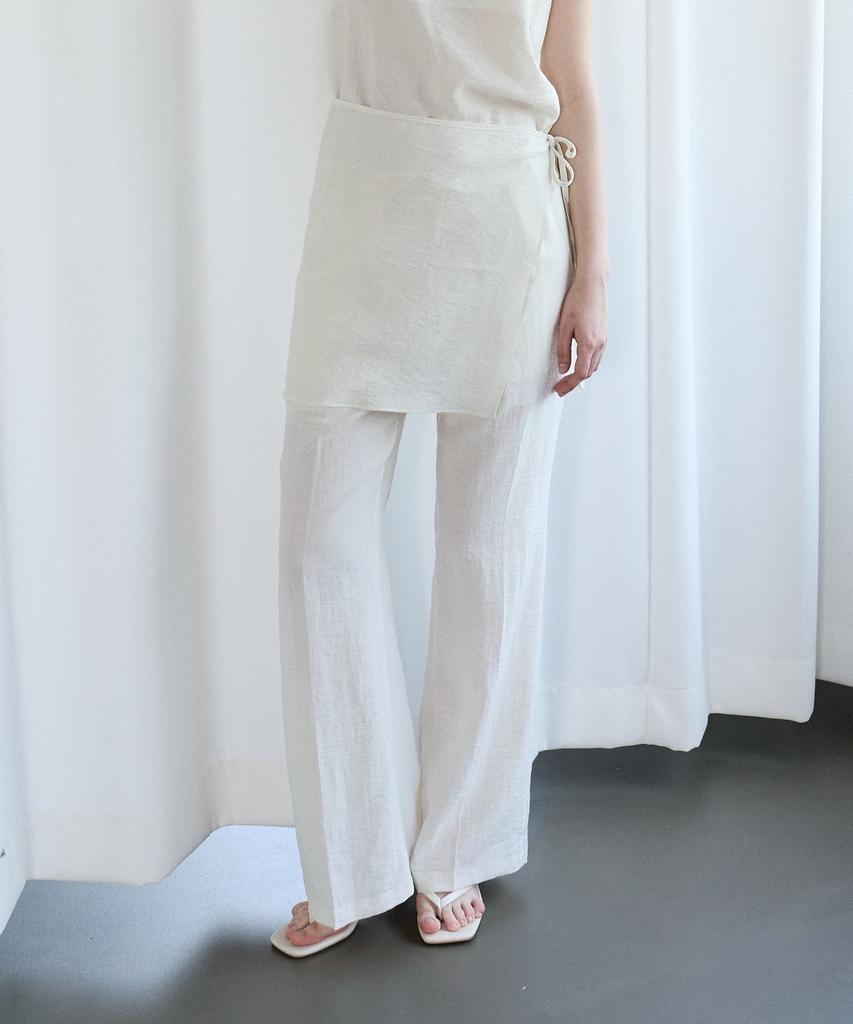 BIBYSEOB (2-Piece) Linen Elastic Waist Pants Oatmeal [T62]