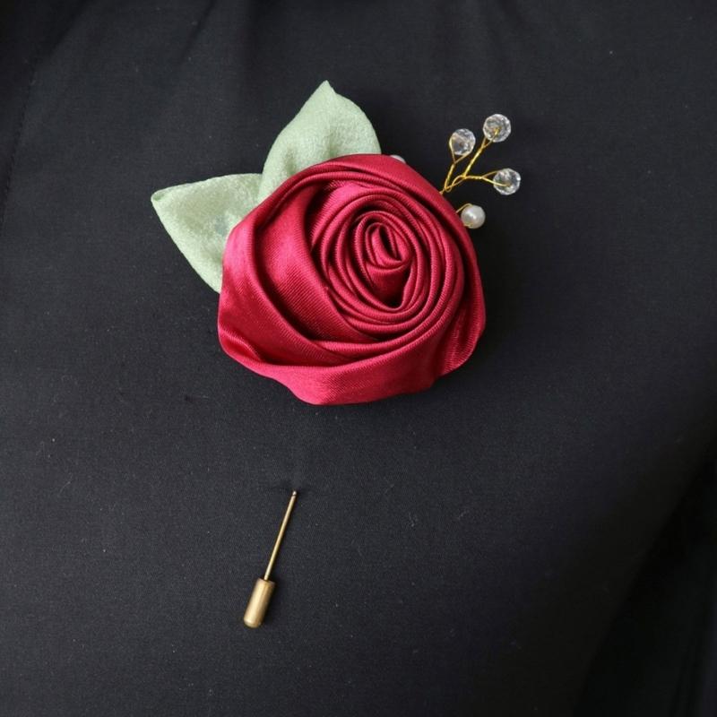 Artificial Rose Flower Set Elegant Silk Rose Boutonniere In Various Color for Wedding Ceremony and Parties