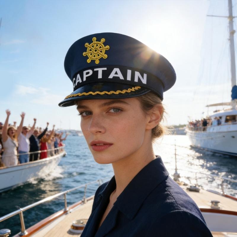 Breathable Captain Hat with Embroidery and Letter Design Marine Hat for Adult Youth Halloween Party Cosplay Headpiece