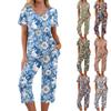 2 Piece Sets For Women Short Sleeve Top And Pants With Pockets Workout Soft Print Sets