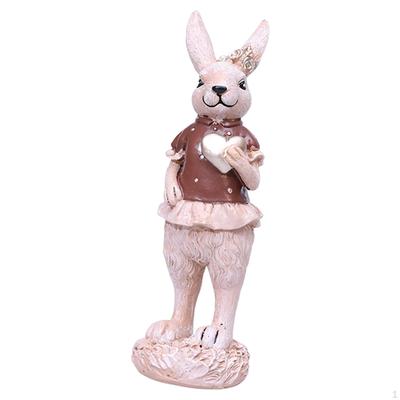 Figurine Easter Bunny Statue Animal Sculpture Tabletop Ornament for Cabinet Office Bookshelf