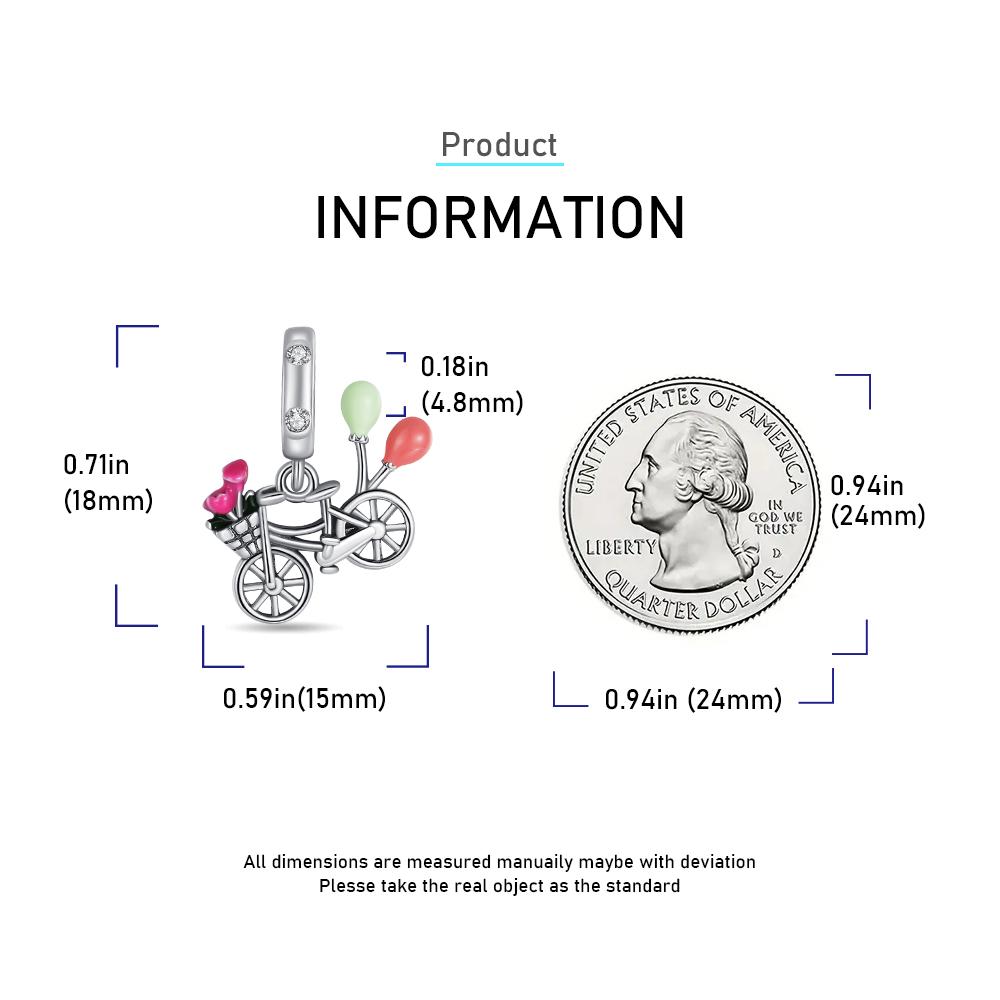 Ahthen Copper Bead Charms Bicycle Dangle Charm Fit Snake Chain Bracelets Necklaces for Women Jewellery Making High Quality