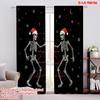 2pcs,2D Plane Printing Print Curtains Dancing Skeletons In Santa Hats Versatile 100% Polyester (without Rod) Gifts for Bedroom,