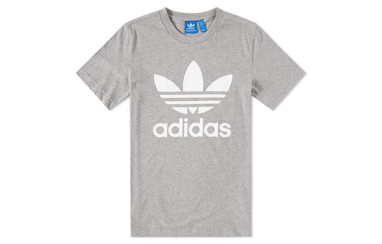 Adidas Originals Trefoil T Shirts Men s Light Gray Crew Neck Moderate Straight Fit AY7708 XL
