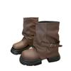Braune Plateau-Martin-Stiefel Damen 2025 neu Frühling und Herbst erhöhend Hosenstiefel Britischer Stil Maillard kurze Stiefel