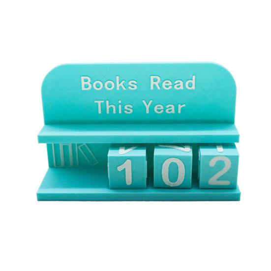 Yousheng 1 Set 3D Printed Reading Tracker Book Read This Year Counter with Number Blocks Reading Nook Decoration for Bookshelf Desk Reading Challenge