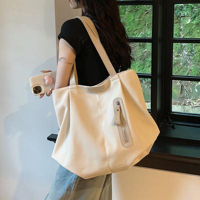 Canvas-Tasche Damen große Kapazität 2025 neu Sommer vielseitige Schultertasche Textur plissierte Eimer-Tragetasche