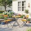 3-Piece Seating Group Dining Set for 2 People, Folding Dining Table with 2 Folding Chairs for Patio Balcony Teak