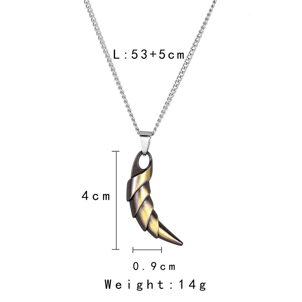 Retro Punk Stainless Steel Wolf Tooth Crescent Moon Necklace for Men and Women