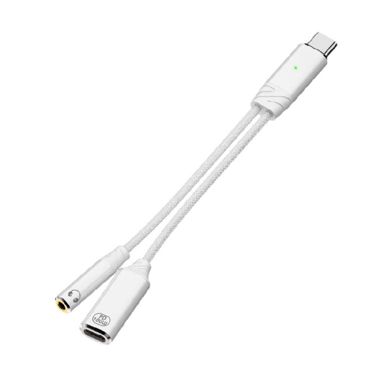 

100W Fast Charging Double Head USB C Splitter Headphone Charger Adapter Type C To USB C USB 2.0 Splitter Charging Cable білий