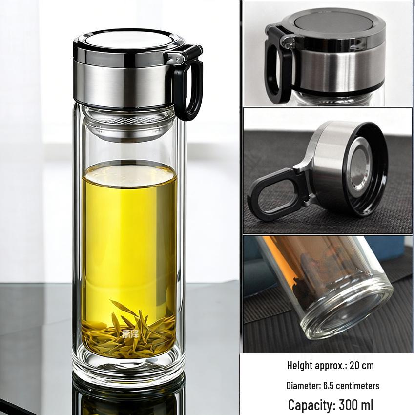 High-Temperature Resistant Double-Layer Printed Borosilicate Glass Tea Cup