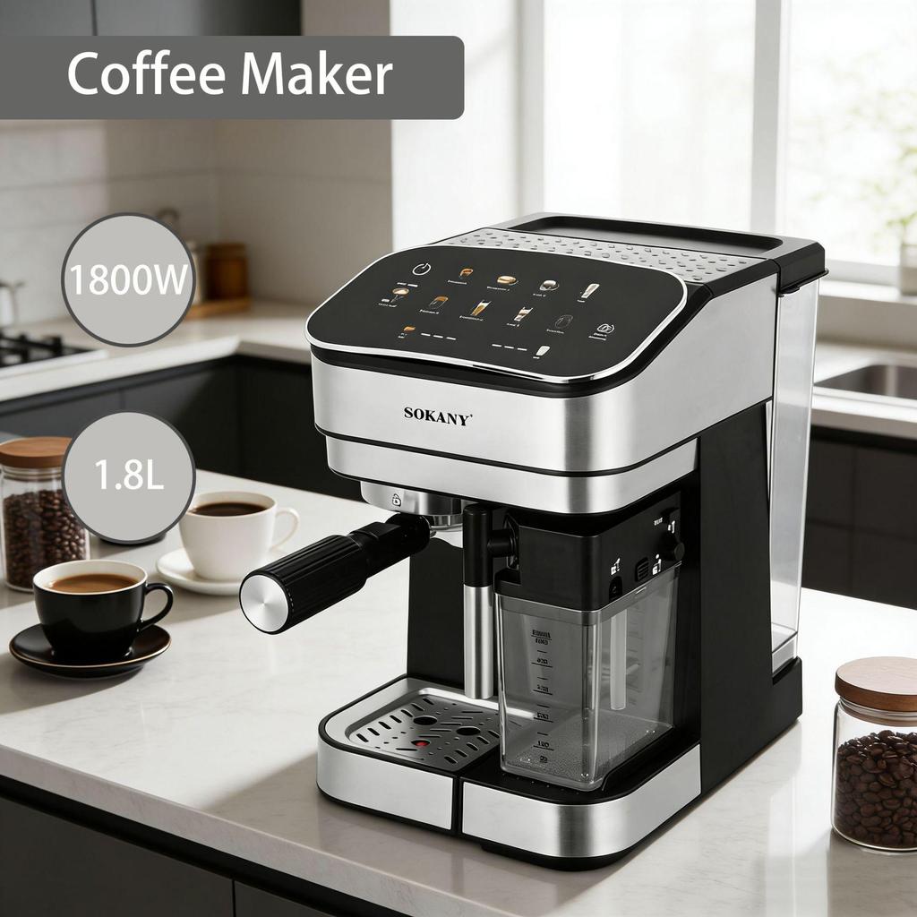 European Standard Italian Semi-Automatic Espresso Machine with High-Temperature Steam and Milk Frothing Capability