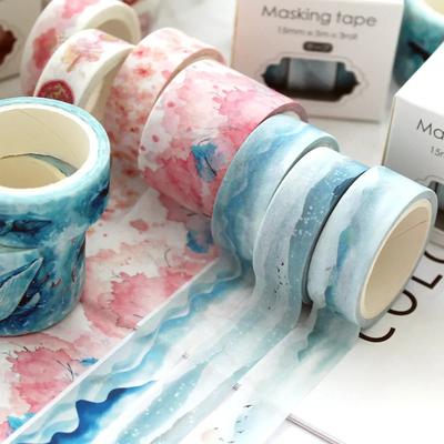 3 Rolls Per Box Landscape Series Decorative Tape Hand Account Collage DIY Decorative Materials Student Gift Decorative Tape