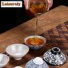 70 ml antike blau-weiße Teetasse aus Silber mit eingelegter Keramik-Meistertasse, große Teeschale, Einzeltasse, Kung-Fu-Teeservice, chinesische Teetasse