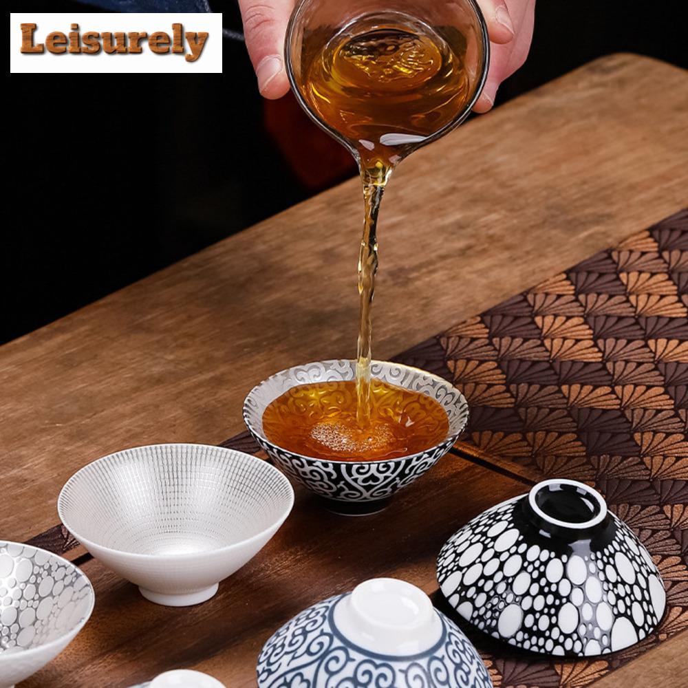 70 ml antike blau-weiße Teetasse aus Silber mit eingelegter Keramik-Meistertasse, große Teeschale, Einzeltasse, Kung-Fu-Teeservice, chinesische Teetasse