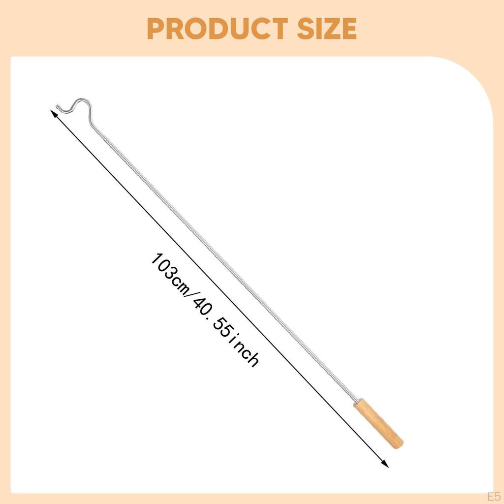 Clothing Hook Pole Closet Reacher Iron Reach Garment Clothes Hanger Reaching Rod for Home