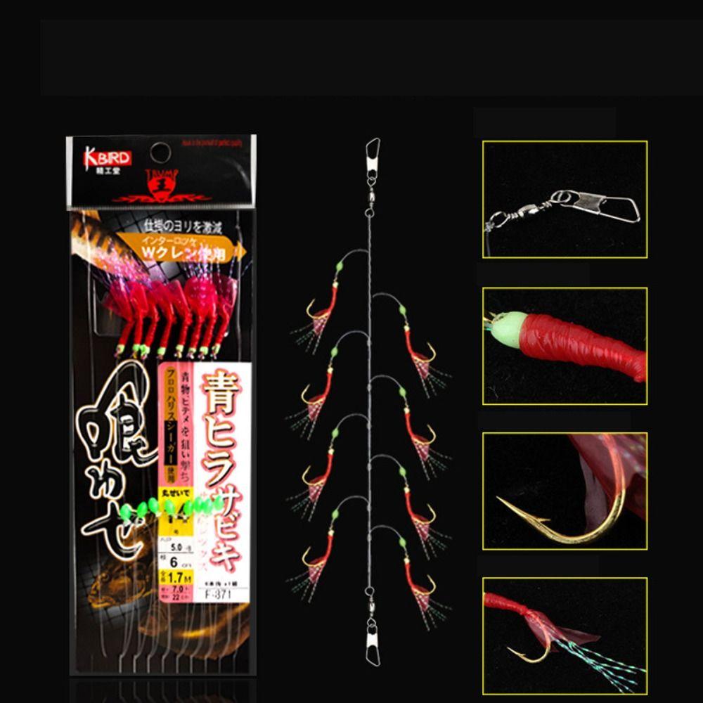Colorful Sabiki String Golden Hooks Rubber Gang Tackles Baits Fishing Tinsel Carp  Saltwater