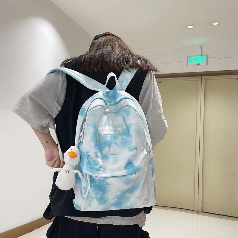 Schoolbag gradual change color tie-dye schoolbag female Korean version high school junior high school student backpack ins style literary campus 