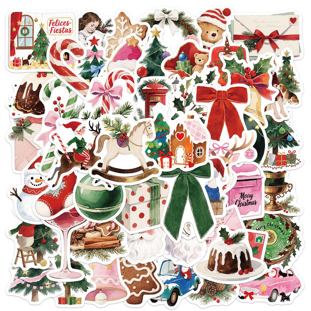50 Cartoon Christmas Stickers for Laptops, Notebooks, Guitars, and DIY Projects