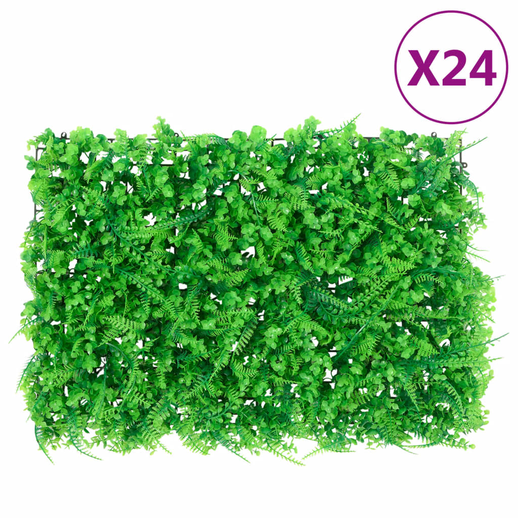 Artificial Fern Leaf Privacy Screen 24 Pcs Green 40 X 60 Cm