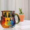 Guitar Art Mug 11oz Musical Coffee Cup 3D Guitar Shaped Glass Mug Painted Collection Gifts for Music Lovers