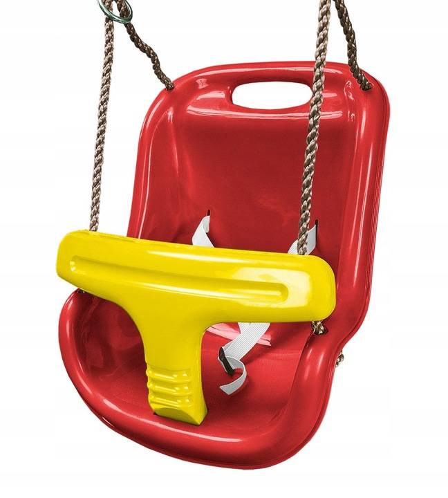 Fun bucket swing - red and yellow