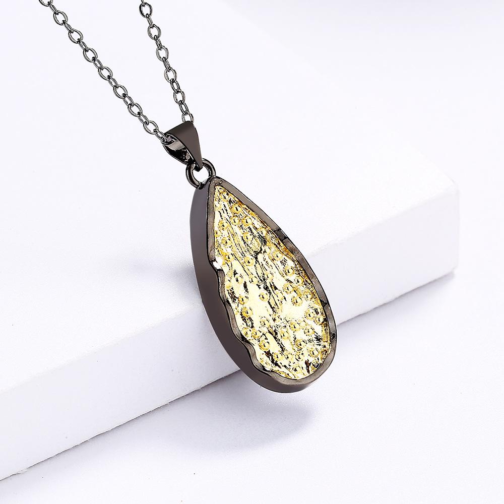 High Quality Drop-Shaped Yellow Pendant Necklace Black Gold Fashion Chain Ladies Cocktail Party Jewelry Gift