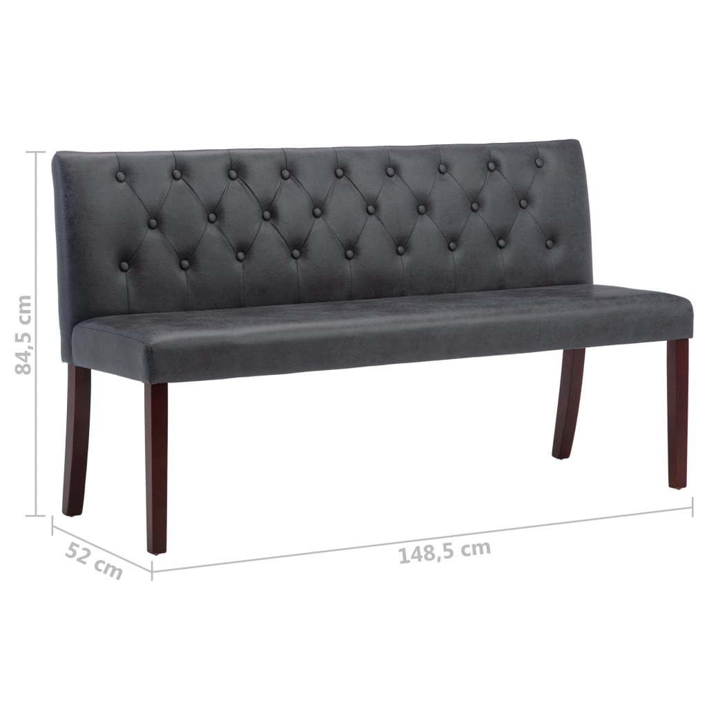 Bench 148.5 Cm Grey Faux Suede Look