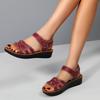 Genuine Leather Sandals for Women 40-60 Years - Non-Slip Soft Sole Summer Comfort Footwear for Mature Ladies