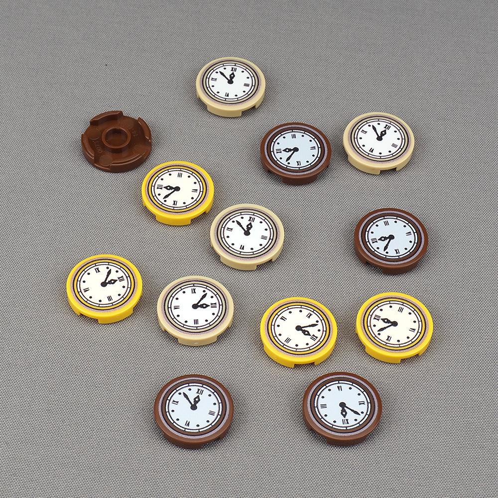 Wzór Tarczy Zegarowej Wskazówki Czasu 14769 Nadruk Klocki Budowlane 2X2 Okrągłe Akcesoria do Modelu Sceny Zabawka Małe Klocki