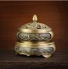 Bronze Chinese Retro Ornament: Brass Incense Burner with Mountain, Kylin, and Lotus Bases, Hundred Blessings Jar Design