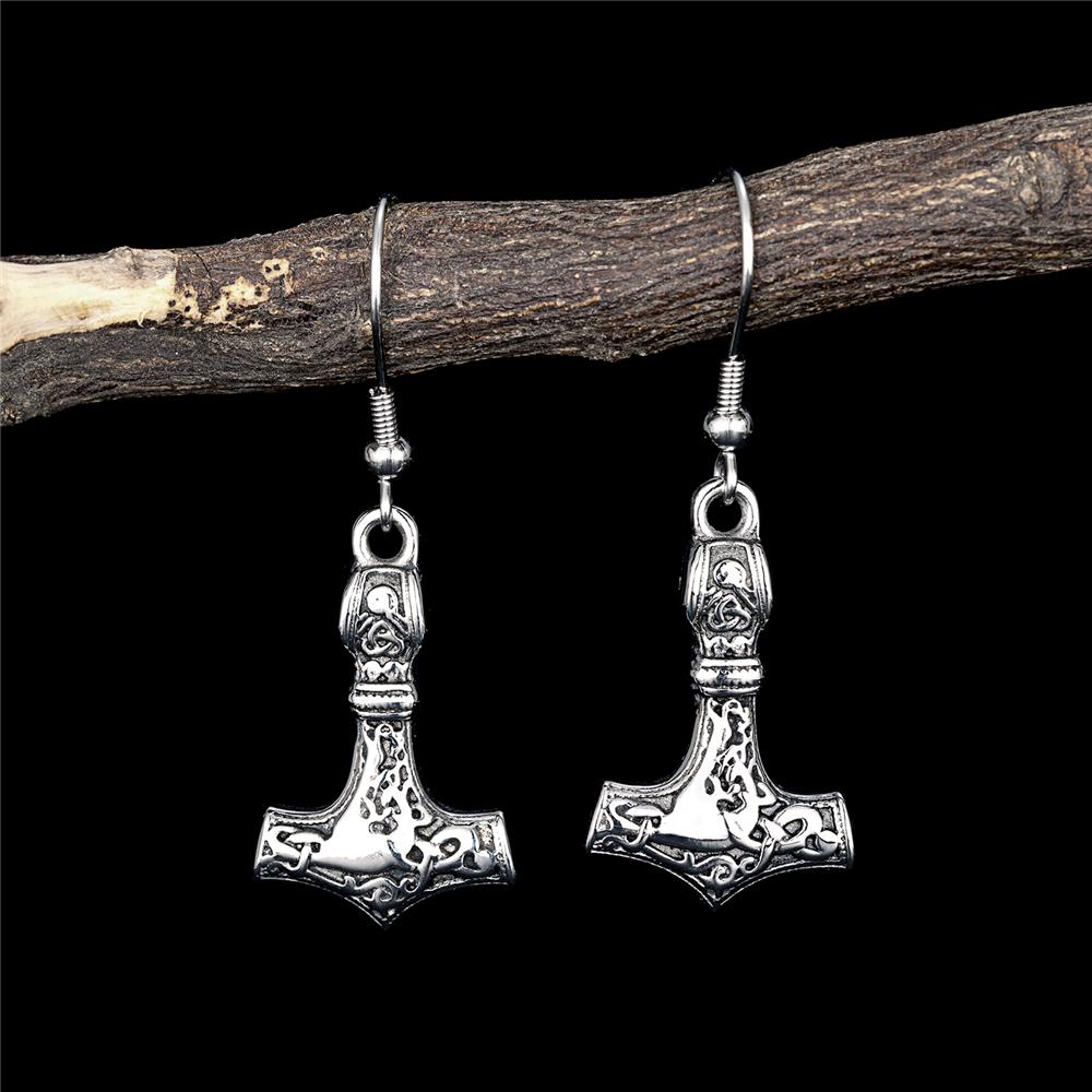 

Norse Mythology Thor s Hammer Earrings Women Vintage Stainless Steel Vikings Anchor Drop Earring Pendant Scandinavian Jewelry