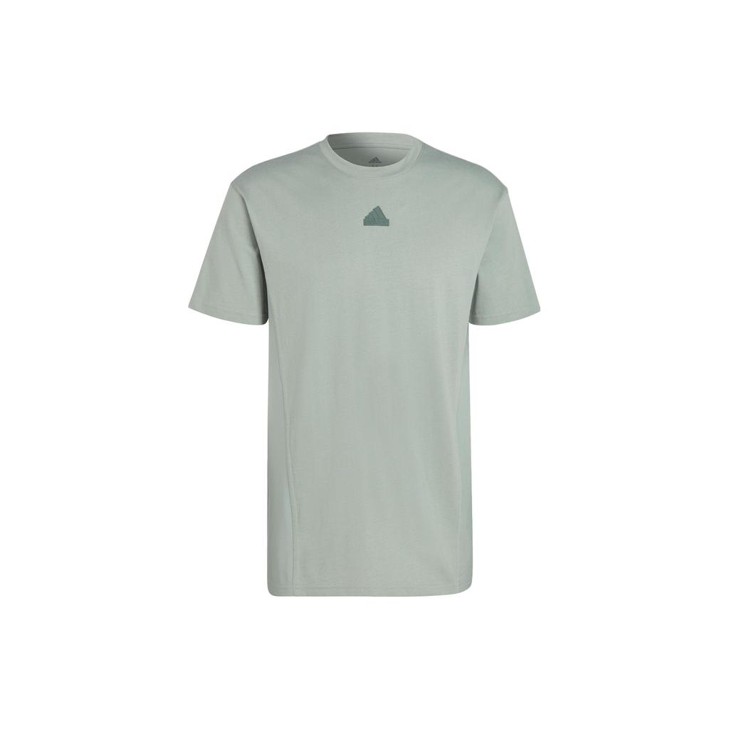Adidas Essentials Logo Crew Neck Sport T-Shirt Men Tops Silver-Grey Green IC9732