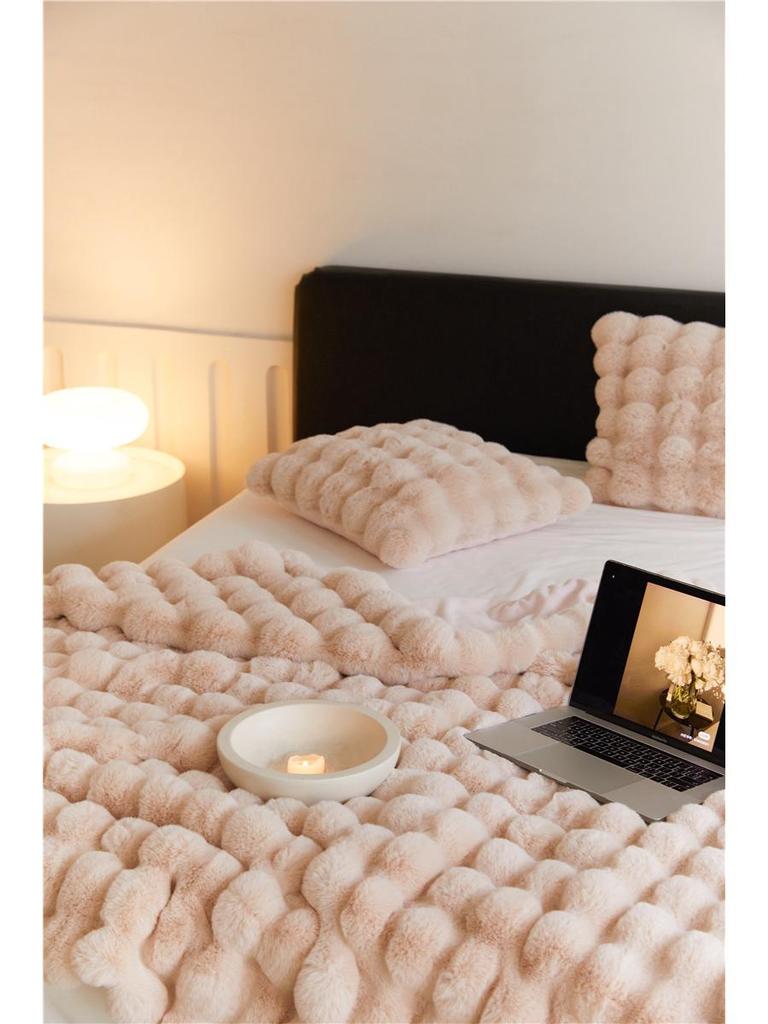 Winter Tuscany Rabbit Hair Plush Throw Blanket - Korean Gentle Style, Light Luxury for Sofa or Office.