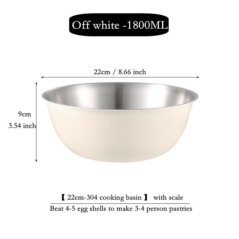New 304 Stainless Steel Salad Mixing Bowl Sets Egg Beater Basin Dough Food Container Kitchen Fruit Vegetable Whisking Salad Bowl Set
