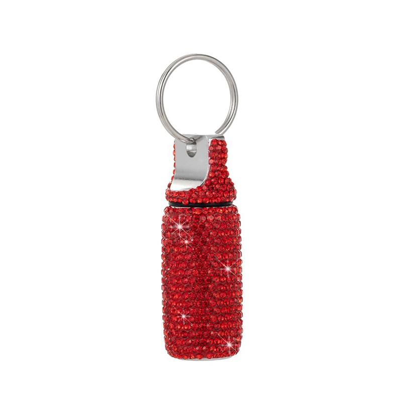 Keychain Pill Box Small Travel Pill Case Organizer Crystal Diamond Medicine Bottle Pill Bottle Keychain