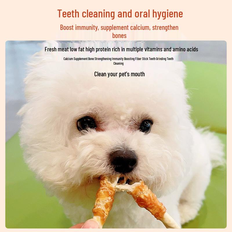 Pet Food Dog Snacks: Chicken, Duck & Beef Wrapped Rawhide Dental Chews 400g