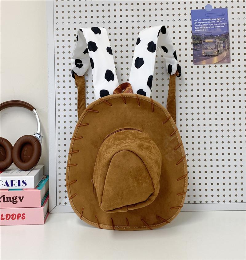 Color Solid Retro Woody Embroidered Plush Daypack With Soft Material Gift Giving