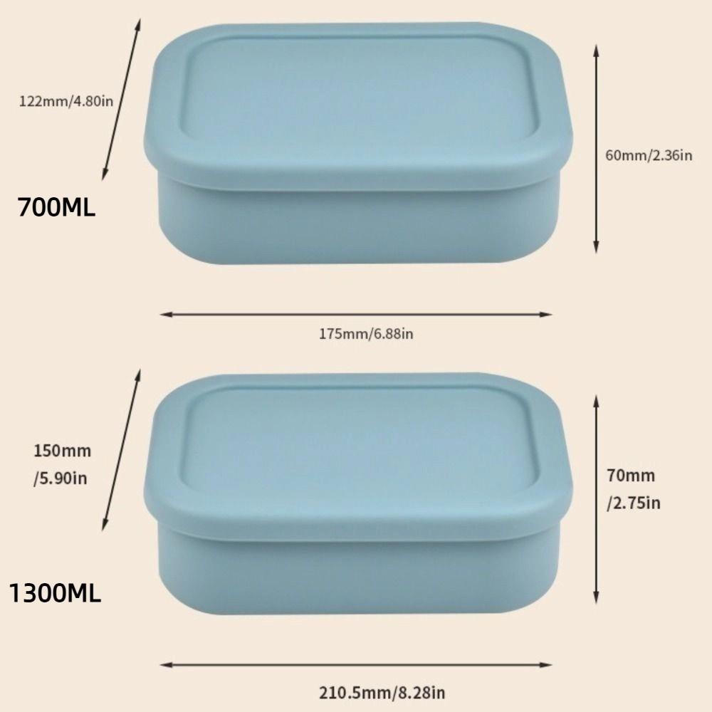 700/1300ml 3 Gird Lunch Box Silicone Divided Microwave Oven Lunch Box Leakproof BPA Free Food Container Office Worker