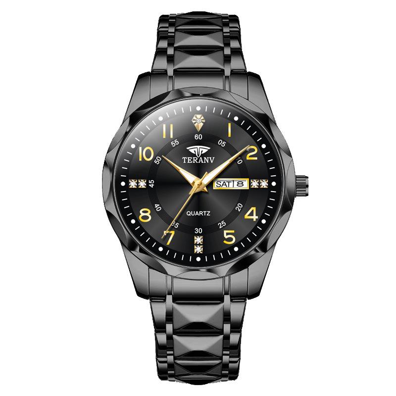 Rhombus Men s Digital Business Watch - Dual Calendar, Luminous, Waterproof, Steel Band