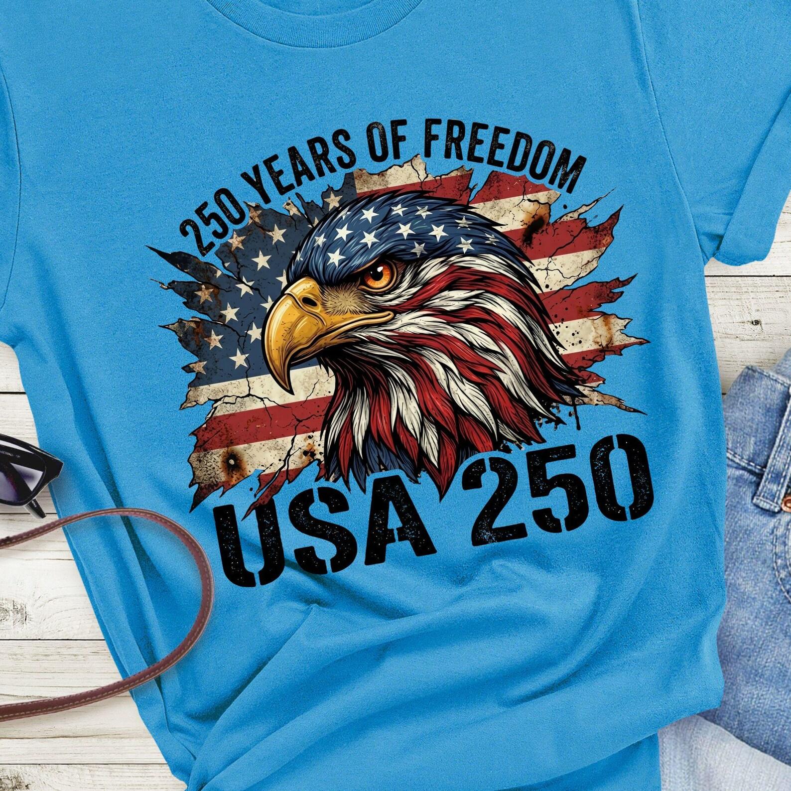 USA 250 Eagle Flag graphic tee | 250 Years of Freedom T-Shirt, 8 colors 2XL