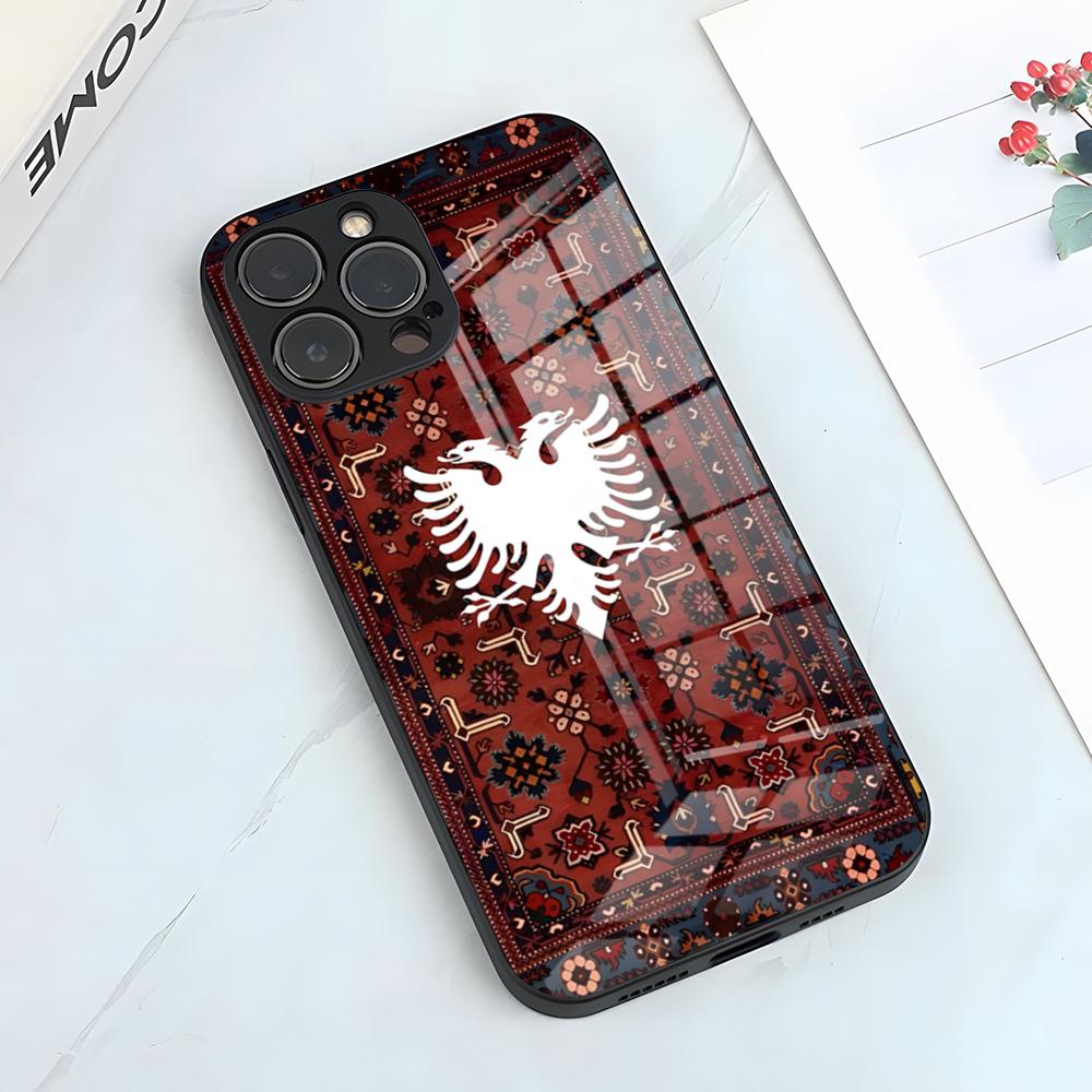 

Albania Albanians Flag Phone Case For IPhone 17 Pro Max 15 Pro 16 14 Plus 12 13 Mini 11 Pro Shockproof Glass Cover iPhone15 ProMax