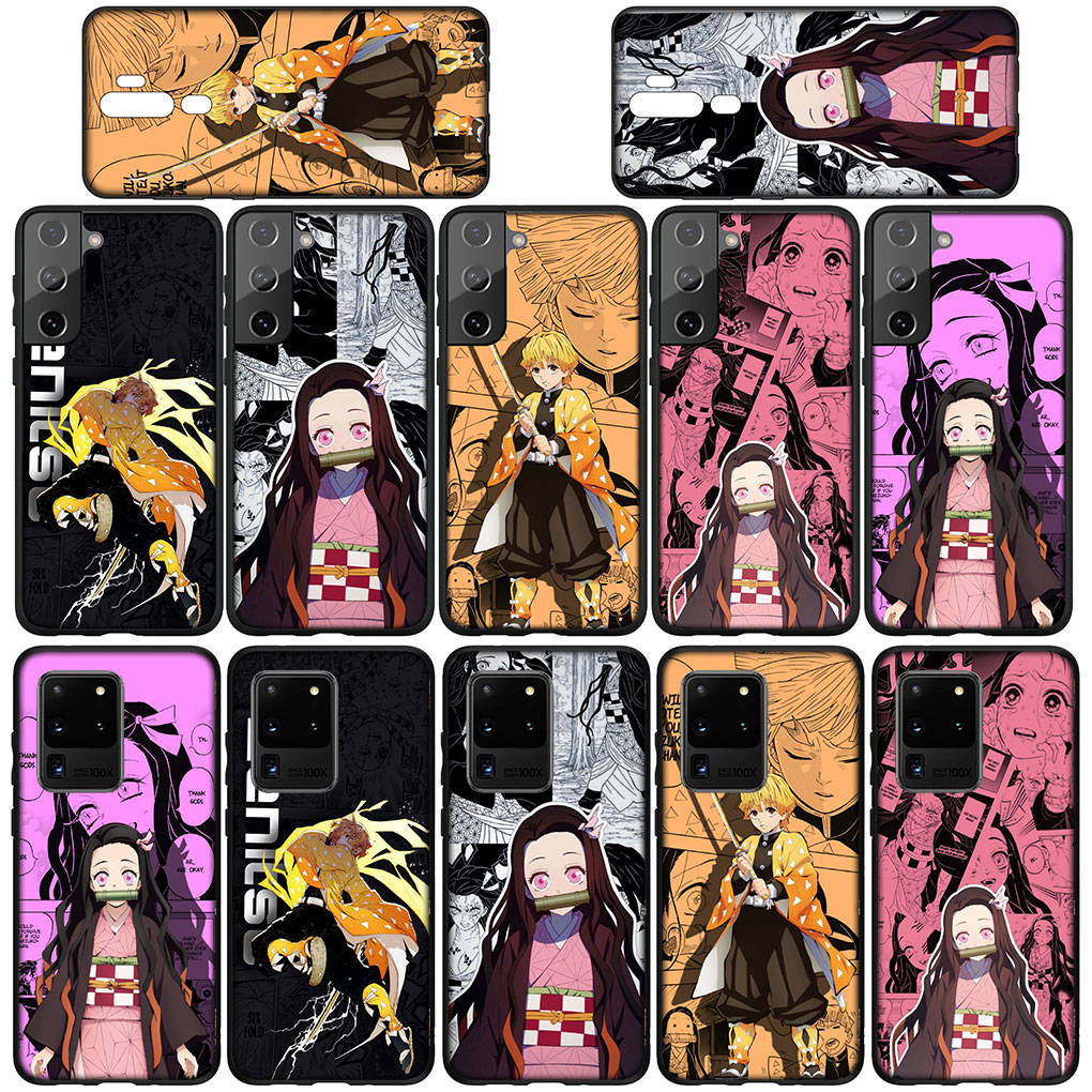 For Samsung Galaxy S24 S23 iPhone 16 15 14 Xiaomi Redmi Note 13 12 11 Plus 9 Pro Max X XR Phone Case Agatsuma Zenitsu Demon Slayer Nezuko OPPO Huawei