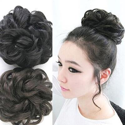 Hot Women Lady Wavy Curly Dish Hair Coun Extension Hairpiece Chignon Scrunchie