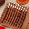 8Pcs Ergonomic Wood Grip Crochet Hook Needle 3.0-7.0mm Aluminium Crochet Hook Yarn Craft Tool for Sweater Scarf Hat Bag