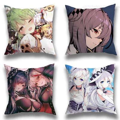 A-Atago Azur Lane Kussensloop Vierkant Dubbelzijdig Bedrukt Kort Pluche Bank Kussenhoes Slaapkamer Nachtkastje Kussen