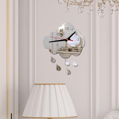 Damlacık Şekli Çıkarılabilir Diy Akrilik 3D Ayna Duvar Sticker Dekoratif Saat