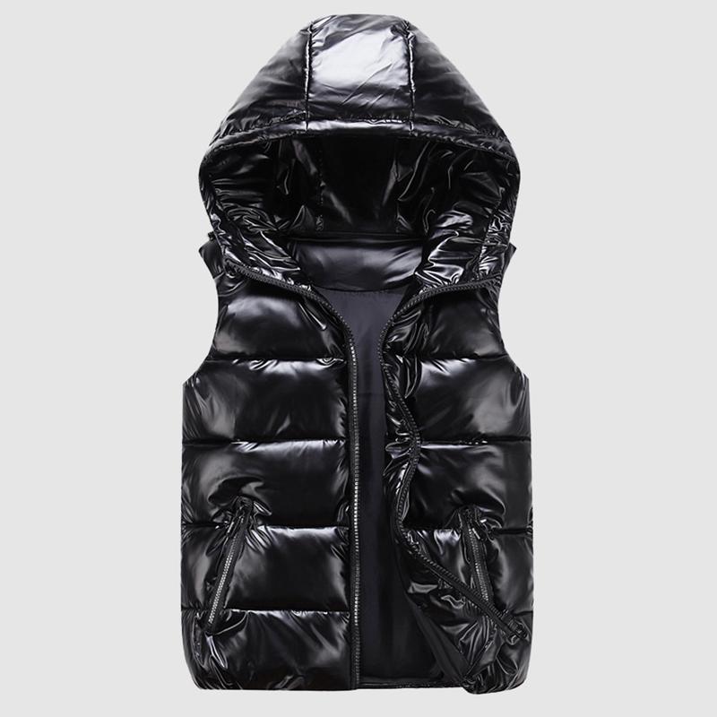 Autumn Winter Clothing Hoodies Men's Sleeveless Jacket Reflective Silver Colorful Down Jacket Casual Hooded Coat Vest  For Men Vest Clothing