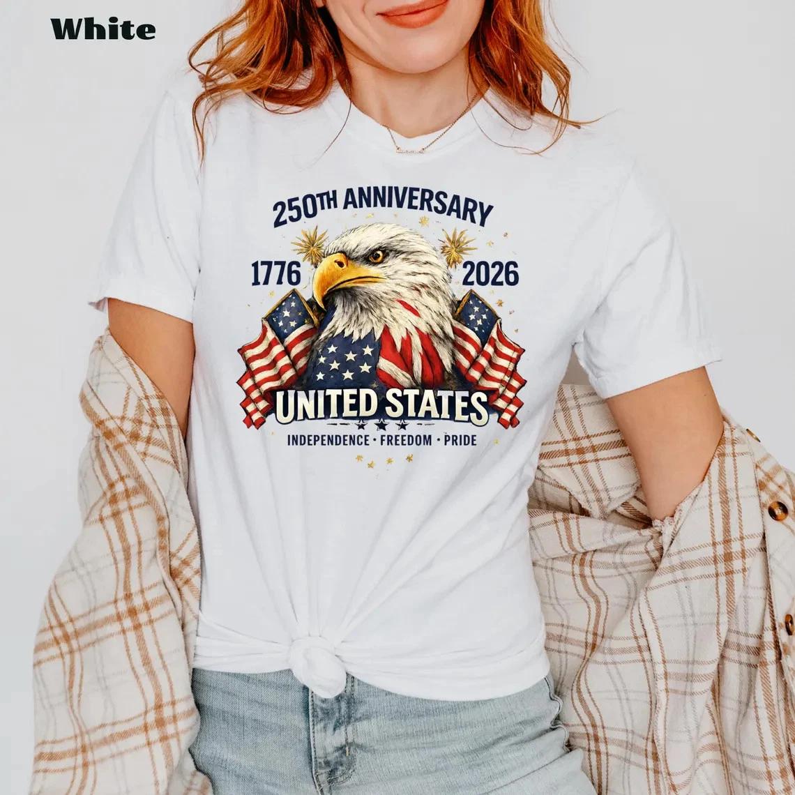 250th Anniversary United States  Shirt, Patriotic Eagle T- Shirt,America 1776–2026 4XL